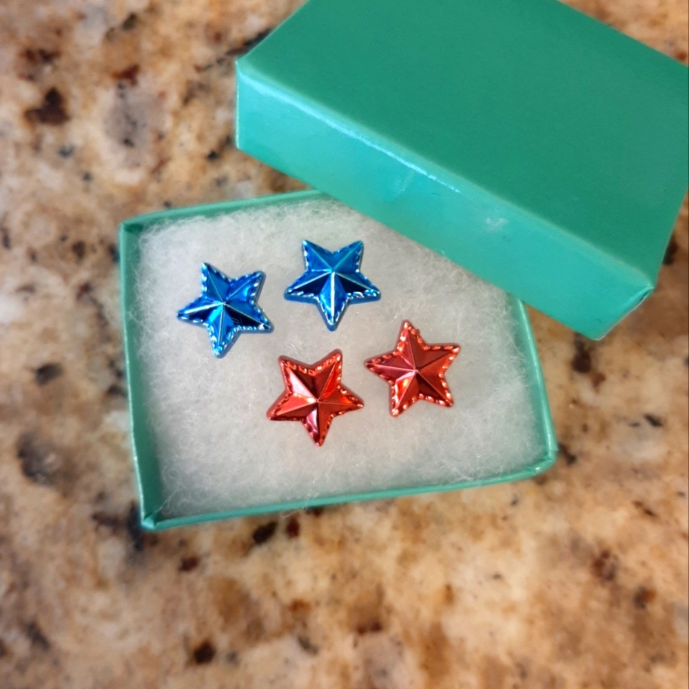 5 For $25.00- Blue and Red Star Earrings